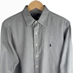 Polo Ralph Lauren Andrew Black Gingham Button Down Shirt Mens 16 1/2 34/35 READ